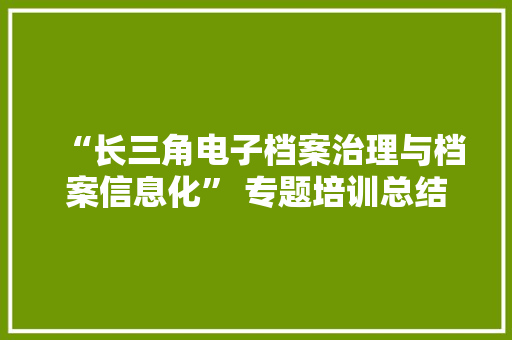 “长三角电子档案治理与档案信息化” 专题培训总结