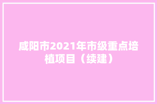 咸阳市2021年市级重点培植项目（续建）