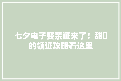 七夕电子娶亲证来了！甜齁的领证攻略看这里