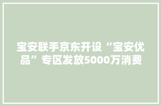 宝安联手京东开设“宝安优品”专区发放5000万消费券