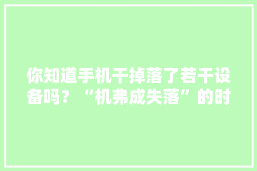 你知道手机干掉落了若干设备吗？“机弗成失落”的时代