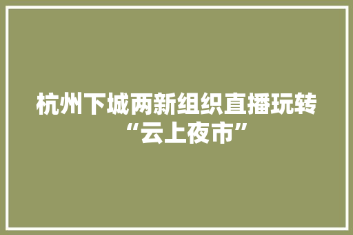杭州下城两新组织直播玩转“云上夜市”