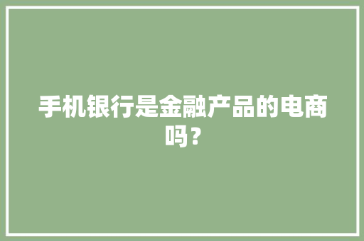 手机银行是金融产品的电商吗？