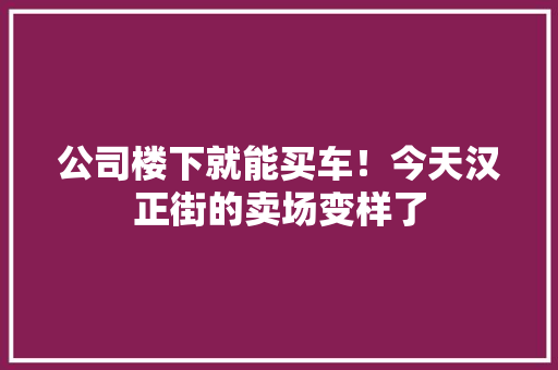 公司楼下就能买车！今天汉正街的卖场变样了