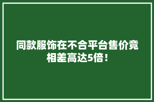 同款服饰在不合平台售价竟相差高达5倍！