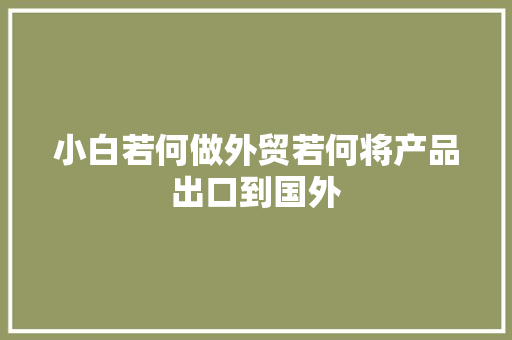 小白若何做外贸若何将产品出口到国外