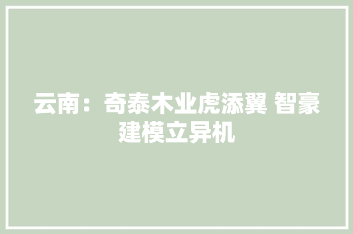 云南：奇泰木业虎添翼 智豪建模立异机