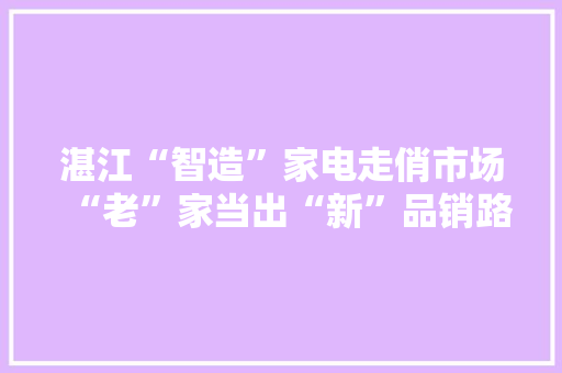 湛江“智造”家电走俏市场“老”家当出“新”品销路广 湛江“智造”家电走俏市场“老”家当出“新”品销路广 人工智能
