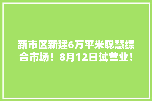 新市区新建6万平米聪慧综合市场！8月12日试营业！内附开业福利 新市区新建6万平米聪慧综合市场！8月12日试营业！内附开业福利 智能科技