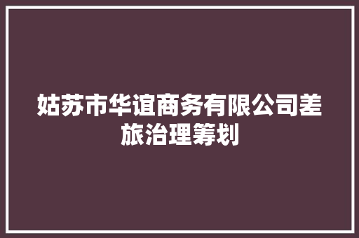 姑苏市华谊商务有限公司差旅治理筹划