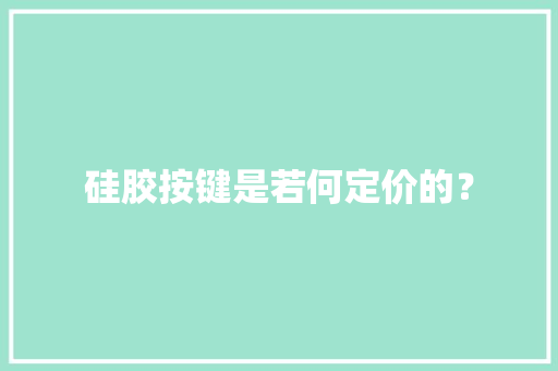 硅胶按键是若何定价的？