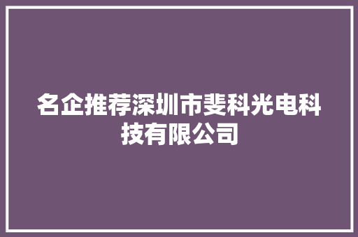 名企推荐深圳市斐科光电科技有限公司