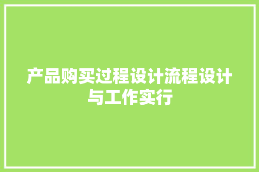 产品购买过程设计流程设计与工作实行