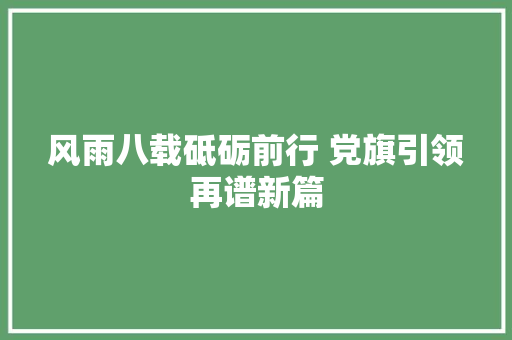 风雨八载砥砺前行 党旗引领再谱新篇
