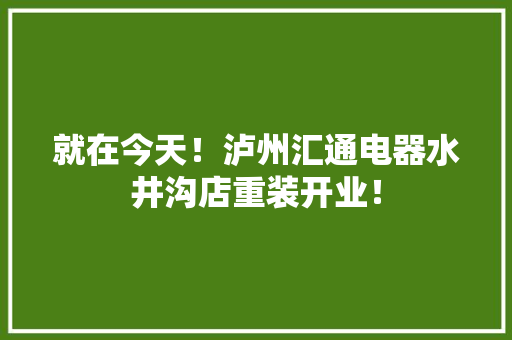 就在今天！泸州汇通电器水井沟店重装开业！ 就在今天！泸州汇通电器水井沟店重装开业！ 互联通信