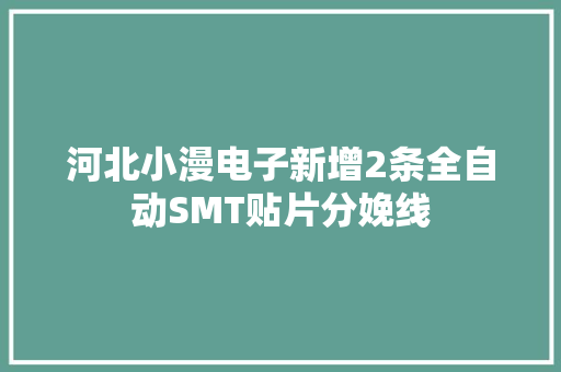 河北小漫电子新增2条全自动SMT贴片分娩线