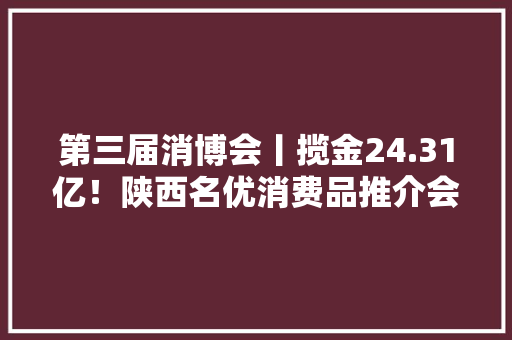 第三届消博会丨揽金24.31亿！陕西名优消费品推介会在海口举行