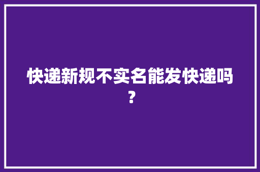 快递新规不实名能发快递吗？ 快递新规不实名能发快递吗？ 人工智能