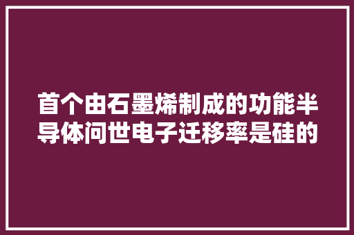 首个由石墨烯制成的功能半导体问世电子迁移率是硅的10倍！