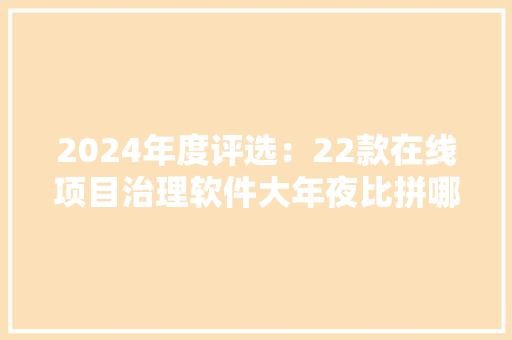 2024年度评选：22款在线项目治理软件大年夜比拼哪款最适合你？