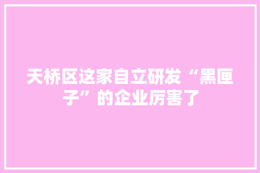 天桥区这家自立研发“黑匣子”的企业厉害了