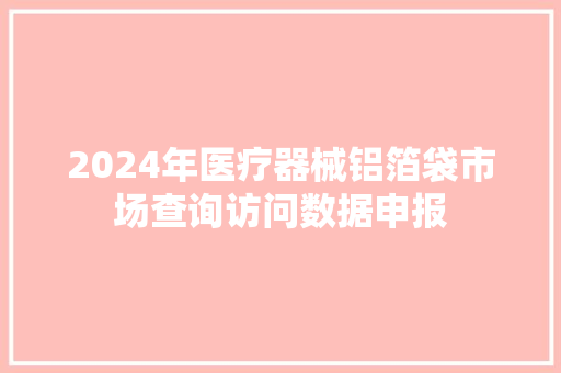 2024年医疗器械铝箔袋市场查询访问数据申报