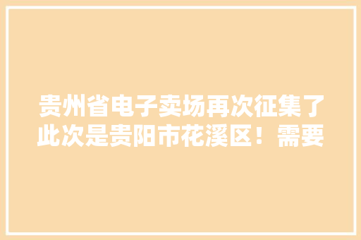 贵州省电子卖场再次征集了此次是贵阳市花溪区！需要入围...