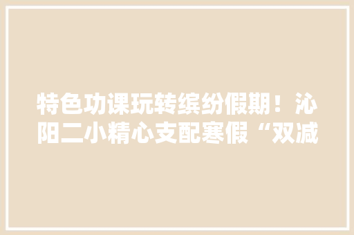 特色功课玩转缤纷假期！沁阳二小精心支配寒假“双减”特色功课