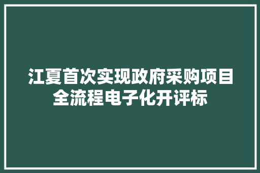 江夏首次实现政府采购项目全流程电子化开评标