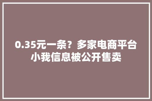 0.35元一条？多家电商平台小我信息被公开售卖