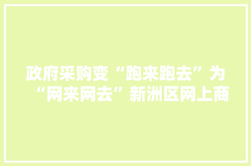 政府采购变“跑来跑去”为“网来网去”新洲区网上商城已完成交易800余笔