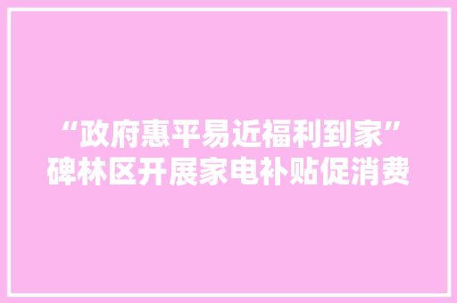 “政府惠平易近福利到家” 碑林区开展家电补贴促消费活动