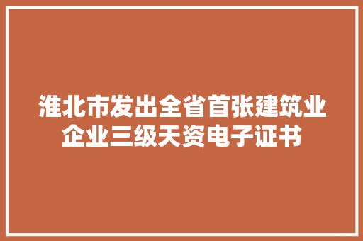 淮北市发出全省首张建筑业企业三级天资电子证书