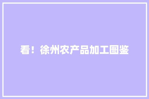 看！徐州农产品加工图鉴 看！徐州农产品加工图鉴 人工智能