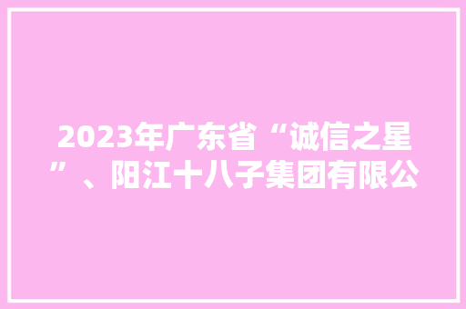2023年广东省“诚信之星”、阳江十八子集团有限公司：诚信立身只为“做一把好刀”