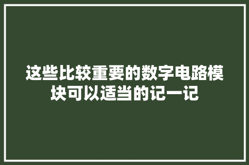 这些比较重要的数字电路模块可以适当的记一记