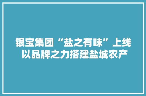 银宝集团“盐之有味”上线 以品牌之力搭建盐城农产品电子商务“彩虹桥”