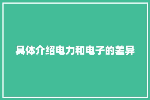 具体介绍电力和电子的差异
