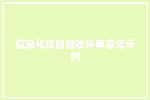 信息化项目验收评审意见示例