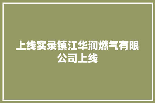上线实录镇江华润燃气有限公司上线