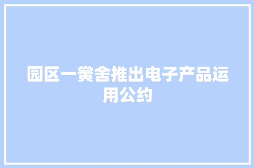 园区一黉舍推出电子产品运用公约