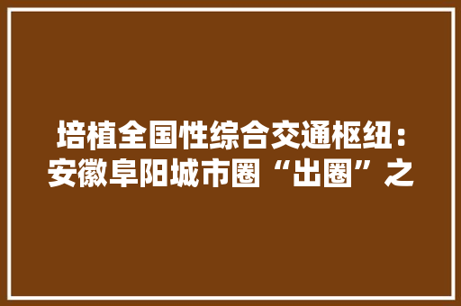 培植全国性综合交通枢纽：安徽阜阳城市圈“出圈”之路 培植全国性综合交通枢纽：安徽阜阳城市圈“出圈”之路 智能家居