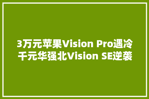 3万元苹果Vision Pro遇冷千元华强北Vision SE逆袭上位