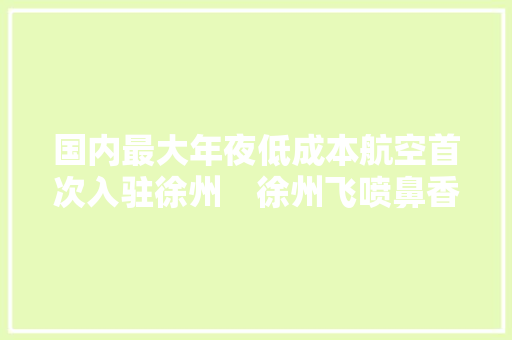 国内最大年夜低成本航空首次入驻徐州　徐州飞喷鼻香港仅99元