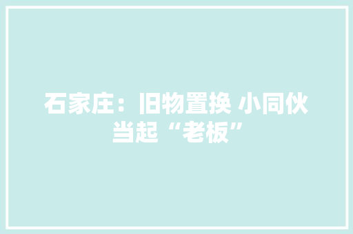石家庄：旧物置换 小同伙当起“老板”
