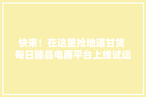 快来！在这里抢地道甘货 每日臻品电商平台上线试运营 快来！在这里抢地道甘货 每日臻品电商平台上线试运营 智能科技