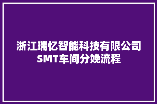 浙江瑞忆智能科技有限公司SMT车间分娩流程