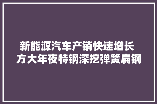 新能源汽车产销快速增长 方大年夜特钢深挖弹簧扁钢市场商机