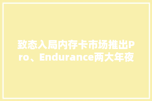 致态入局内存卡市场推出Pro、Endurance两大年夜系列TF卡