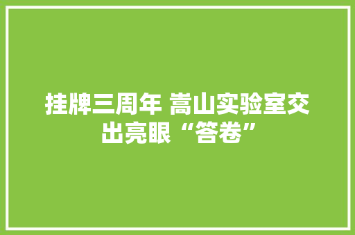 挂牌三周年 嵩山实验室交出亮眼“答卷”